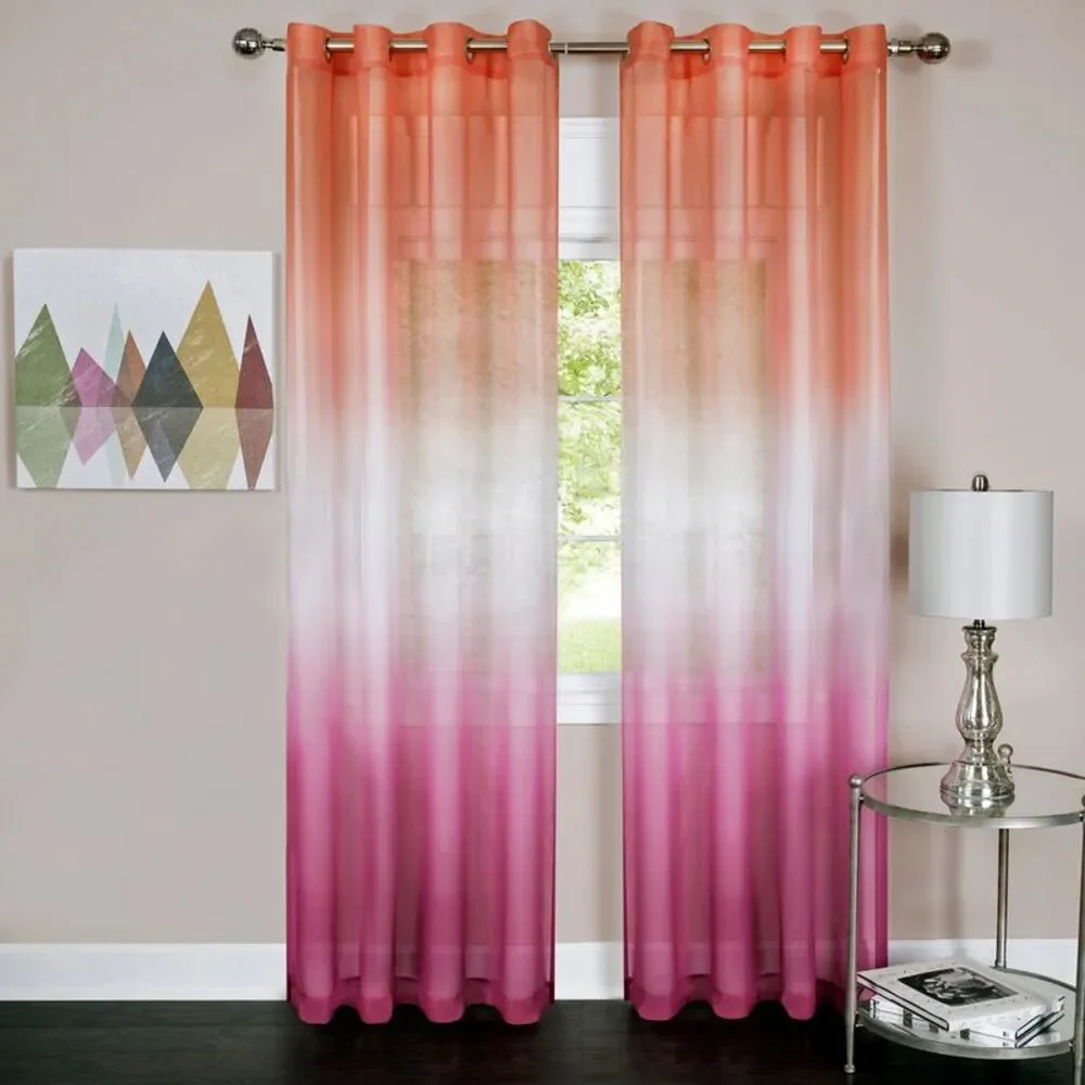 PowerSellerUSA 2-Pack Window Curtain Panels Light Filtering Rainbow Grommet